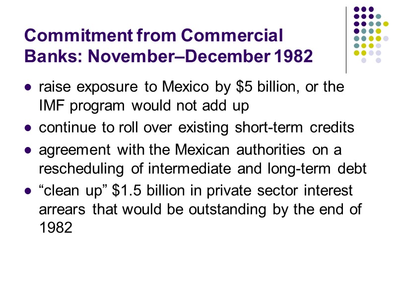 Commitment from Commercial Banks: November–December 1982 raise exposure to Mexico by $5 billion, or